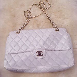 Leather quilted chain bag